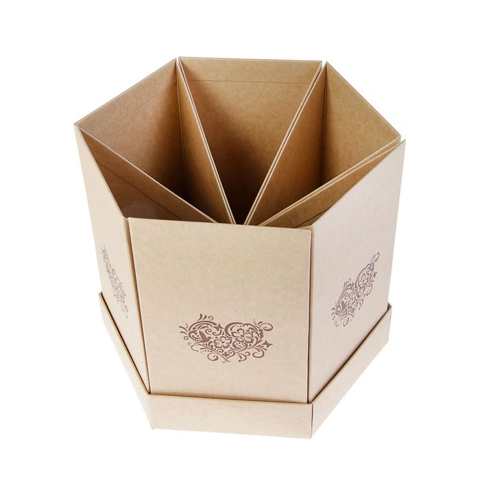 Коробка-ваза сборная "Сердце крафт", 29 х 29 х 25 см