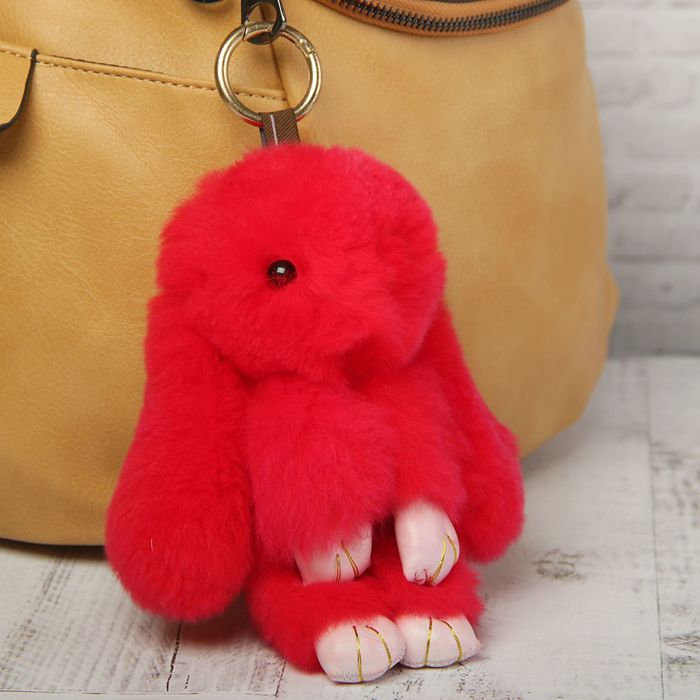 Брелок пушистик "Крольчонок красный", МИКС