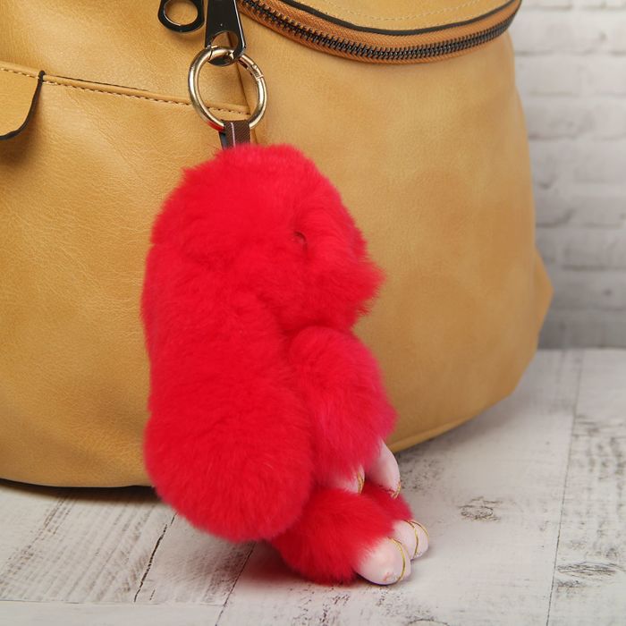 Брелок пушистик "Крольчонок красный", МИКС