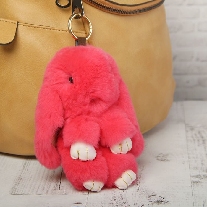 Брелок пушистик "Крольчонок красный", МИКС