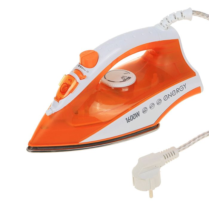 Утюг ENERGY EN-326, 1600 Вт, паровой удар, стальная подошва, оранжевый