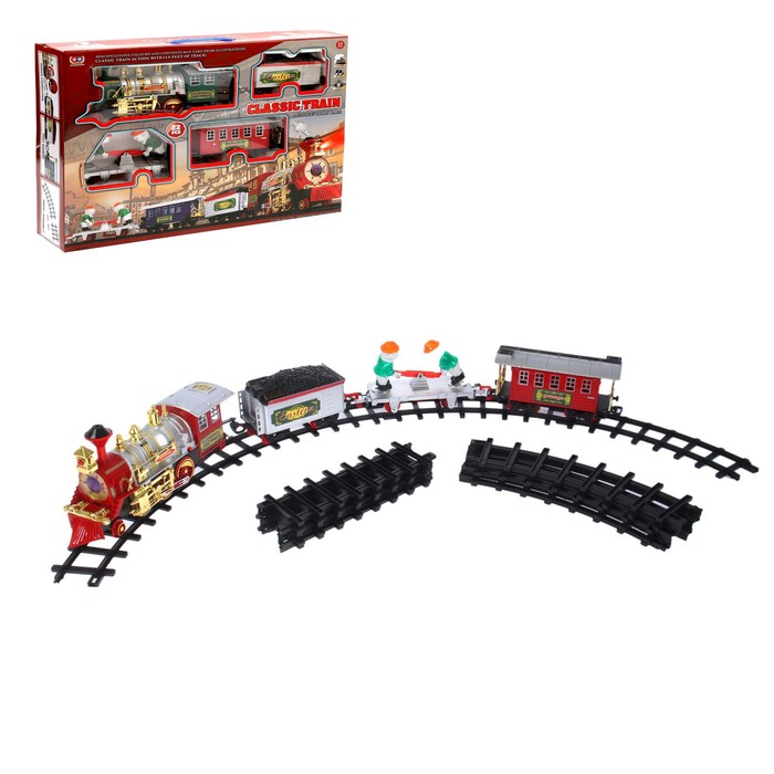 Железная дорога "Классическая", работает от батареек, свет и звук