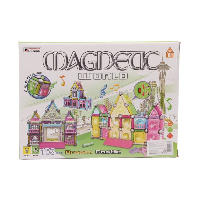 Конструктор магнитный «Дом», световые и звуковые эффекты, 153 детали