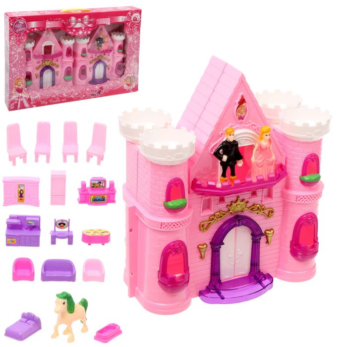 Замок для кукол "Сказка" звуковые эффекты, с аксессуарами, МИКС