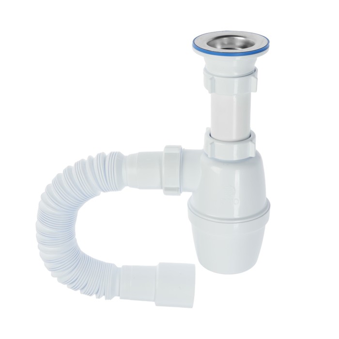 Сифон ORIO A-4001, 1 1/2"х40 мм, для раковины и мойки, с гибкой трубой 40х40/50мм