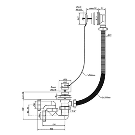 

Сифон ORIO A-8008, 1 1/2"х40 мм, для ванны, регулируемый, с переливом