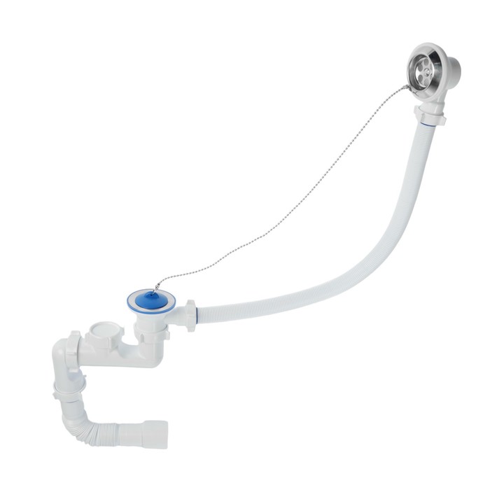 Сифон ORIO А-80089, 1 1/2"х40/50 мм, для ванны, регулируемый, с выпуском, с гибкой трубой
