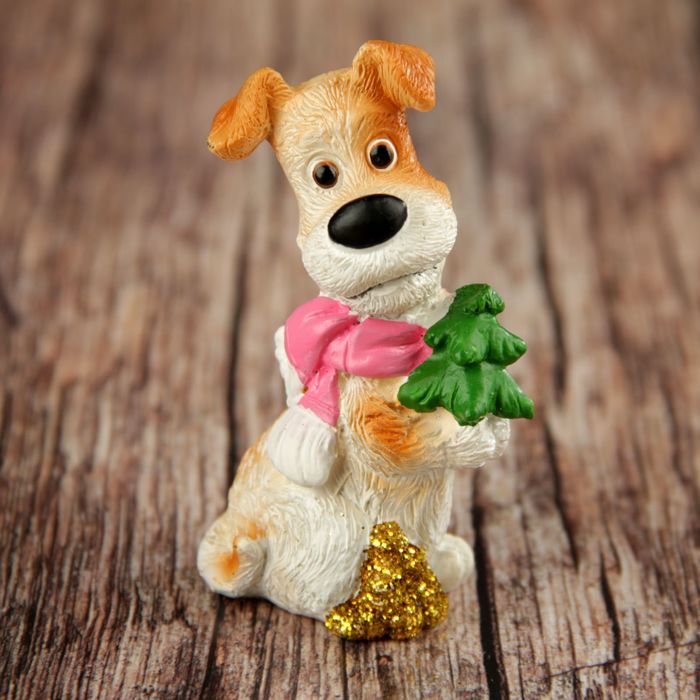 Сувенир полистоун "Пёсик Макс в ярком шарфике с подарками" МИКС 7,2х4,6х3,7 см