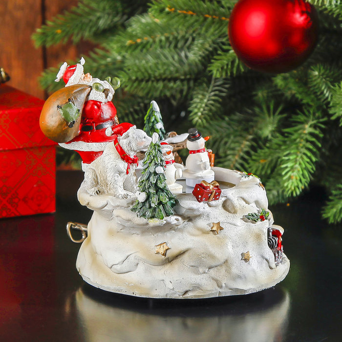 Сувенир полистоун "Лесной праздник на катке" музыкальный, 13х12,5х12 см