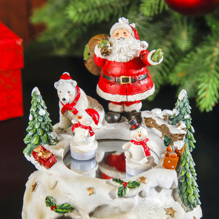 Сувенир полистоун "Лесной праздник на катке" музыкальный, 13х12,5х12 см