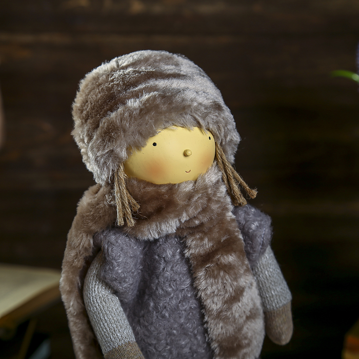 Сувенир полистоун "Мальчик в меховой шапке и жилетке" 44х16х8 см