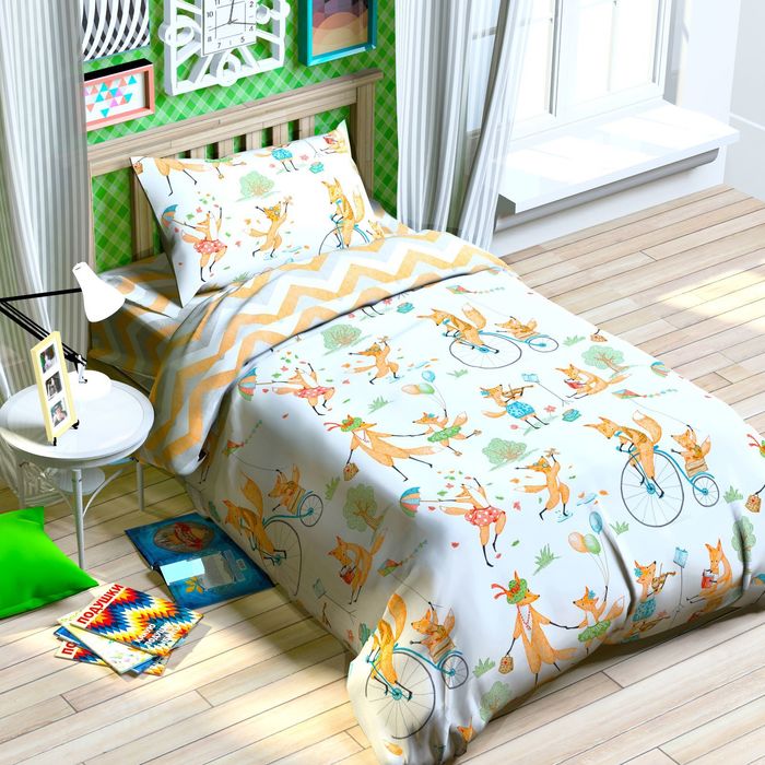 Постельное белье "Этелька" 1,5 сп Озорная семейка 143*215 см, 150*214 см, 50*70 см -1 шт, 100% хлопок, бязь