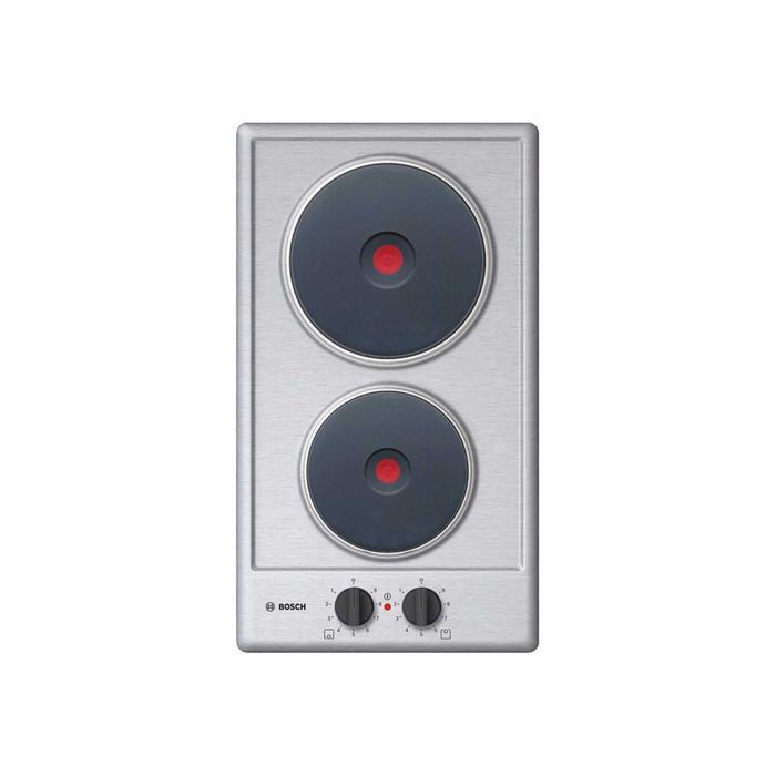 Варочная поверхность Bosch PEE389CF1, 2 конфорки, электрическая, серебристый