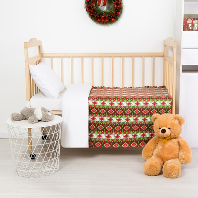 Плед "Экономь и Я" 75х100 см, Новогодние узоры, 150 г/м², 100% п/э