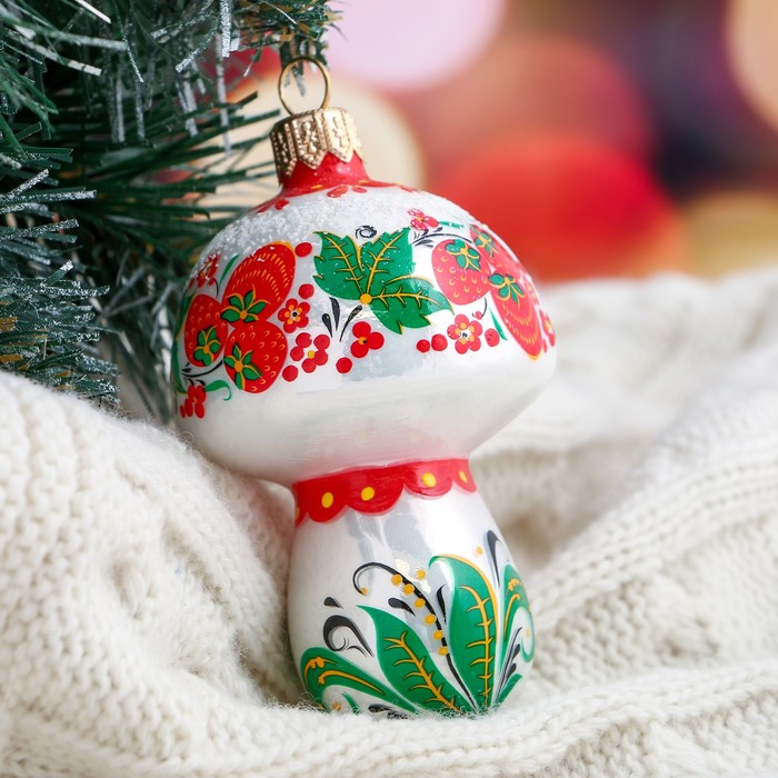 Ёлочная игрушка "Грибочек" 9 см