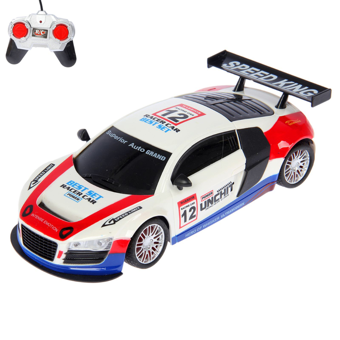 Машина радиоуправляемая "DTM", работает от батареек, свет, масштаб 1:18, МИКС