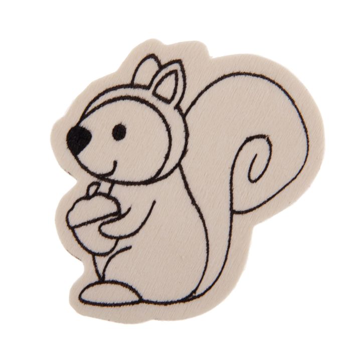 Декор для творчества дерево "Белочка с жёлудем" (набор 4 шт) 6х5,8 см