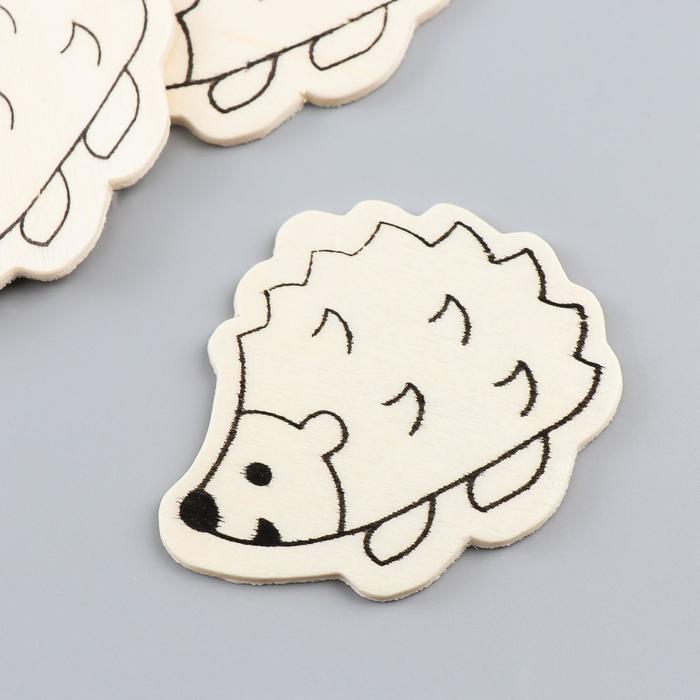 Декор для творчества дерево "Ёжик" (набор 4 шт) 5х6,4 см