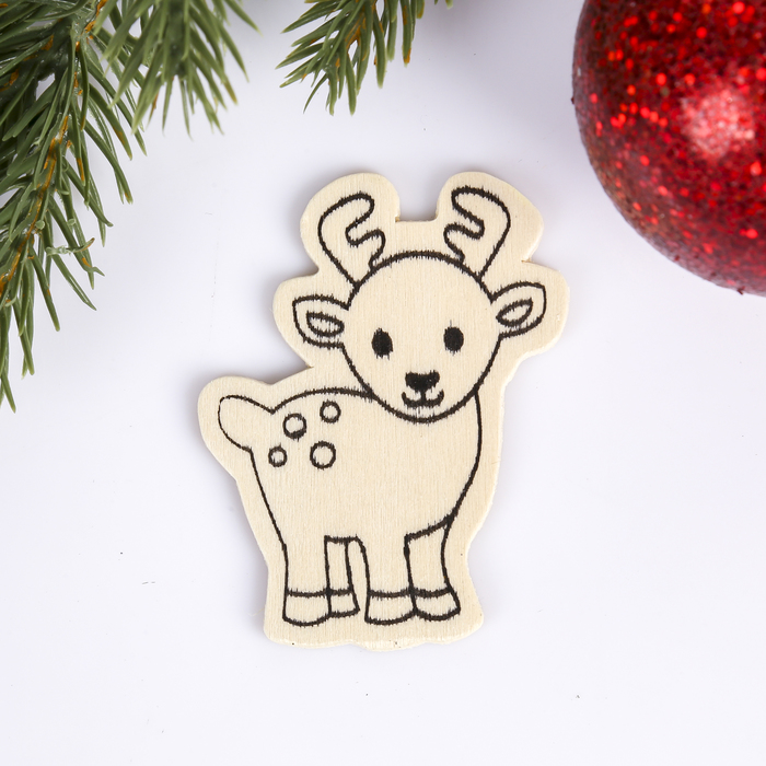 Декор для творчества дерево "Оленёнок" (набор 4 шт) 6,5х5 см