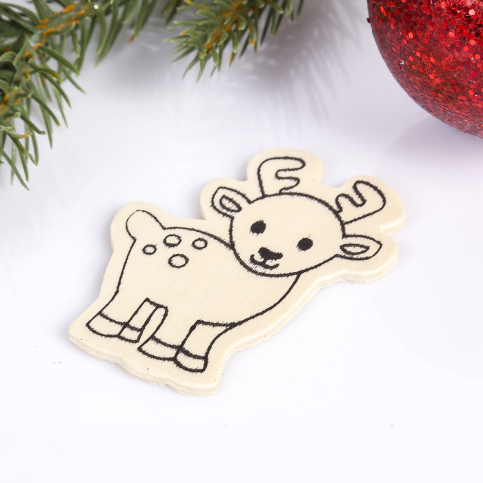 Декор для творчества дерево "Оленёнок" (набор 4 шт) 6,5х5 см