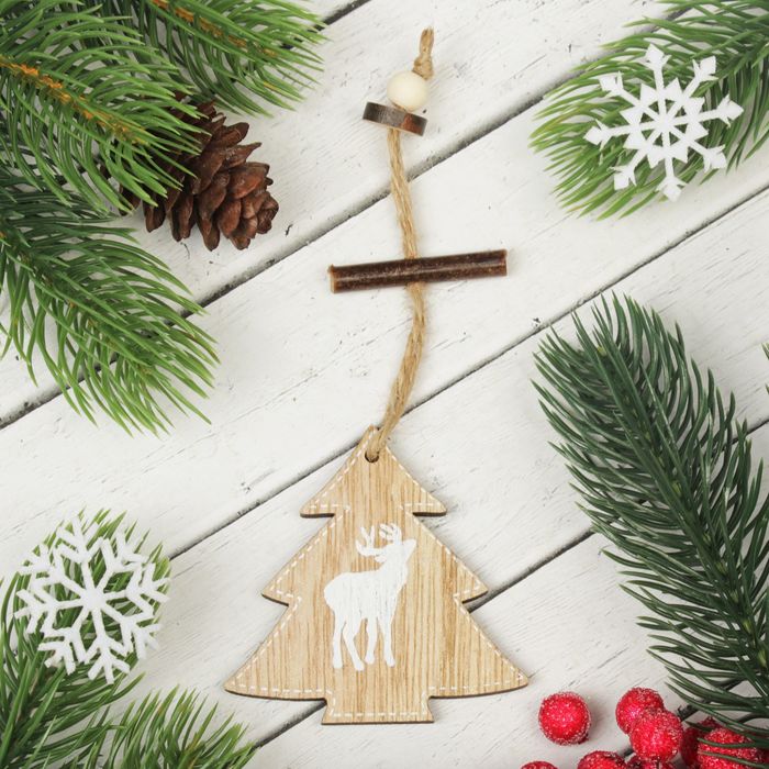 Подвеска новогодняя "Елочка с оленем"