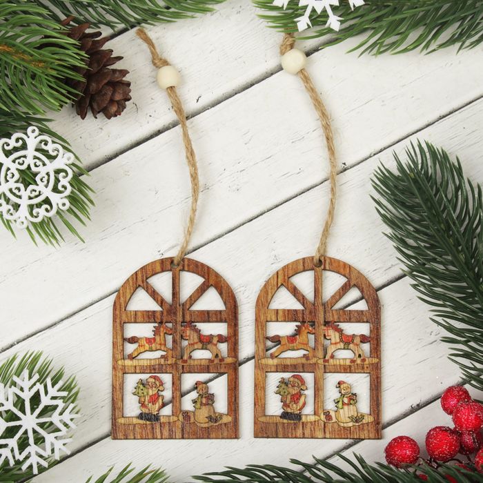 Подвеска новогодняя "Новогоднее окно", набор 2 шт.