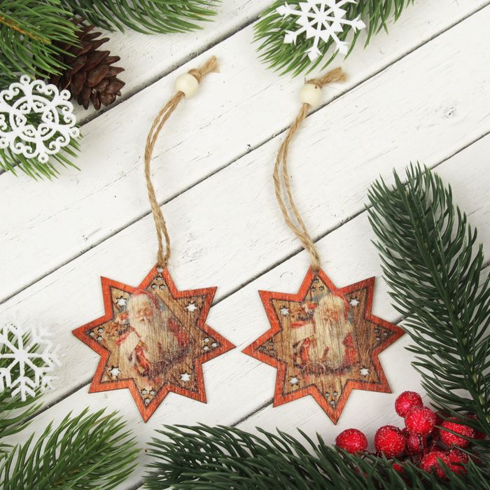 Подвеска новогодняя "Дед мороз", набор 2 шт.