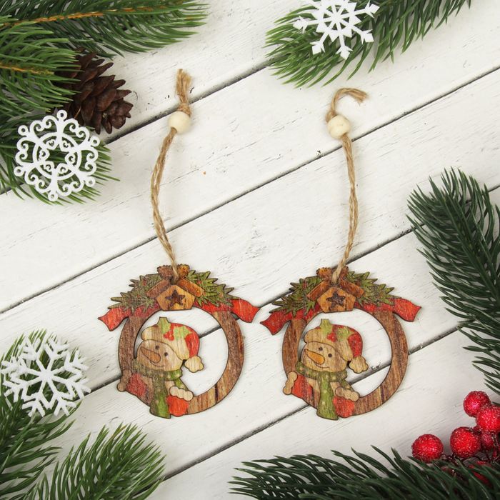 Подвеска новогодняя "Снеговичок", набор 2 шт.