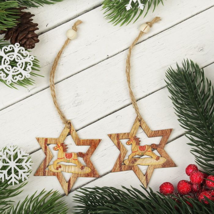 Подвеска новогодняя "Праздник мчится", набор 2 шт.