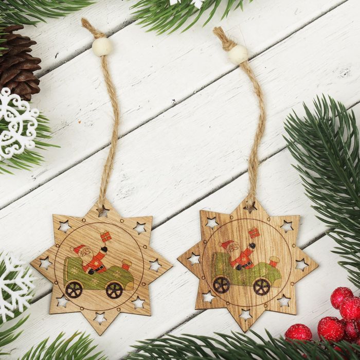 Подвеска новогодняя "К нам едет дед мороз", набор 2 шт.