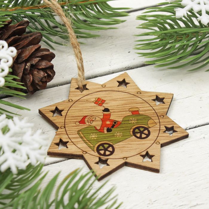 Подвеска новогодняя "К нам едет дед мороз", набор 2 шт.