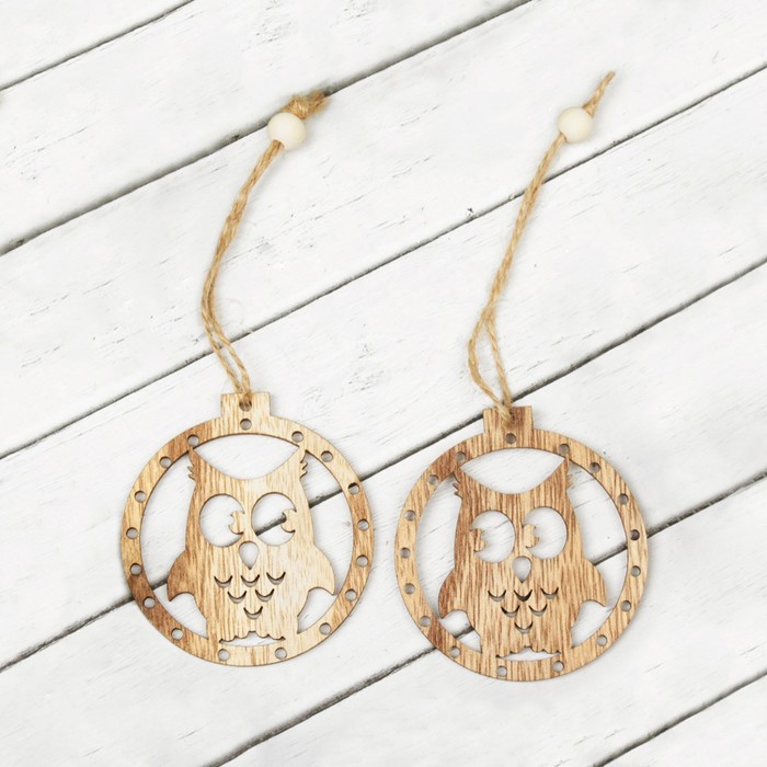 Подвеска новогодняя "Зимняя совушка", набор 2 шт.