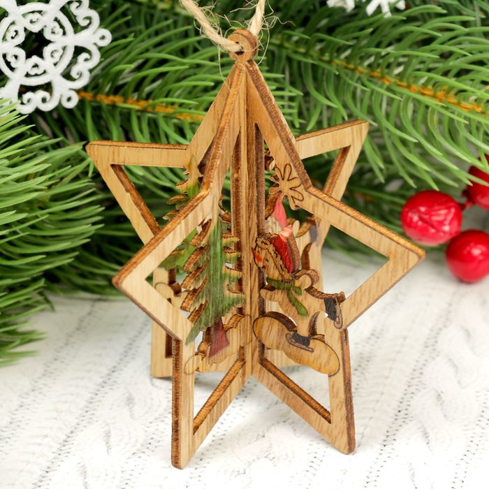 Подвеска новогодняя "Снеговичок в звезде", набор 2 шт.