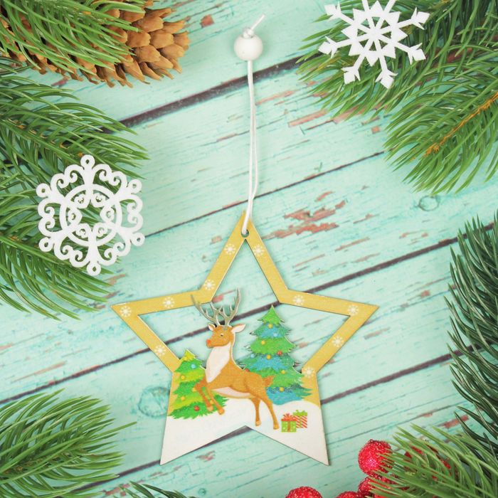 Подвеска новогодняя "Олень в звезде"