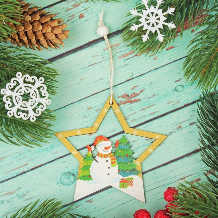 Подвеска новогодняя "Снеговик в звезде"