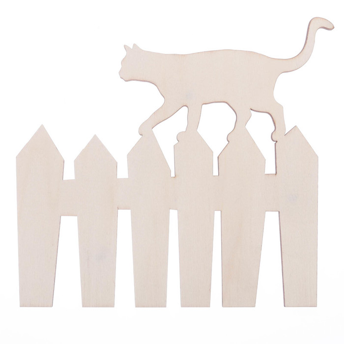 Заготовка деревянная "Храбрый котик", 22 х 20 х 0,4 см