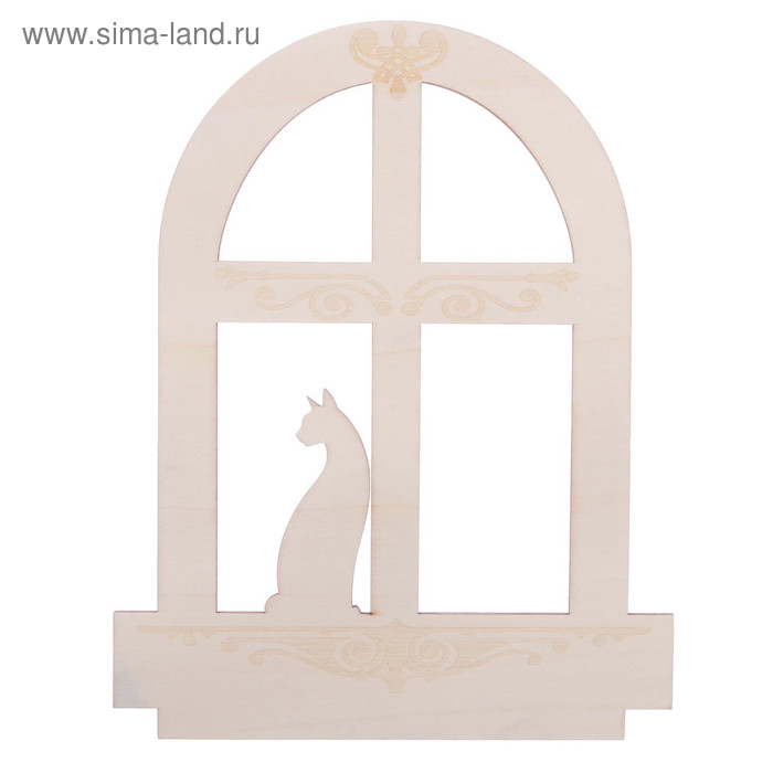   Сима-Ленд Заготовка деревянная Кошка на окошке, 22 х 28 х 0,4 см