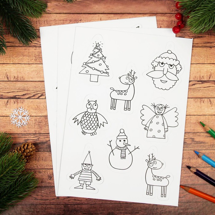 Новогоднее елочное украшение под раскраску "Веселая компания" ленты - подвесы, 3 листа