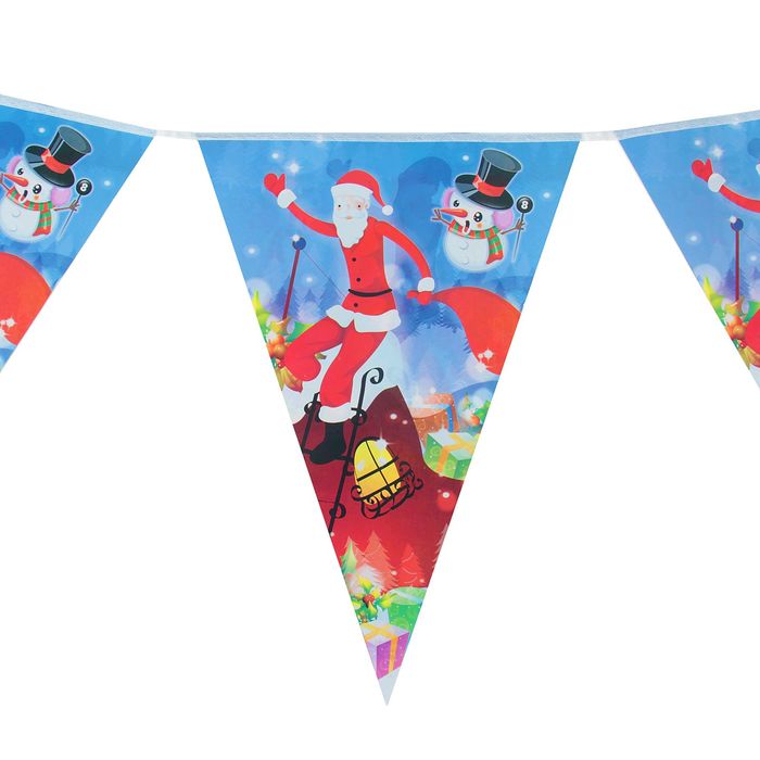 Гирлянда "Дедушка Мороз на крыше" (10 флажков) 220 см