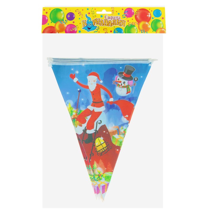 Гирлянда "Дедушка Мороз на крыше" (10 флажков) 220 см