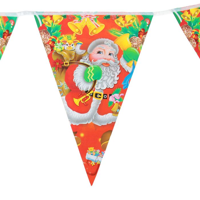 Гирлянда "Дедушка Мороз с подарками" (10 флажков) 220 см