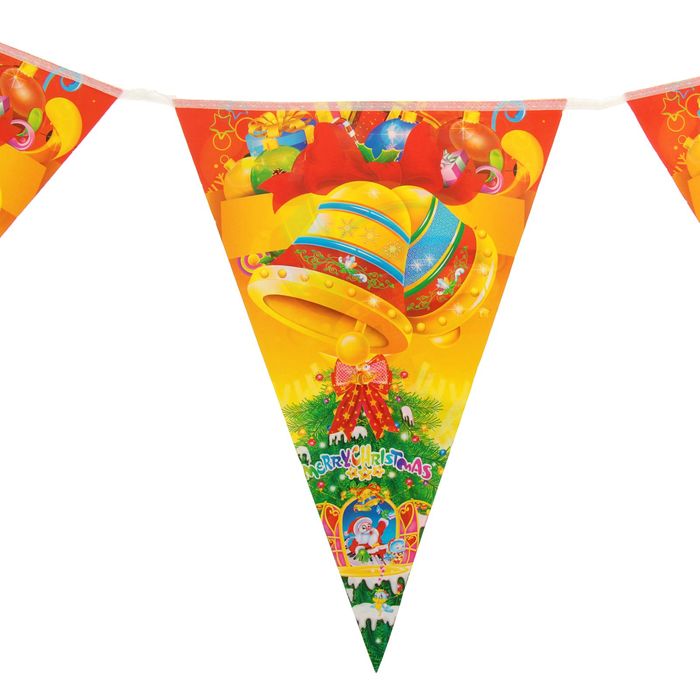 Гирлянда "С Новым годом", бубенцы, 10 флажков, 220 см