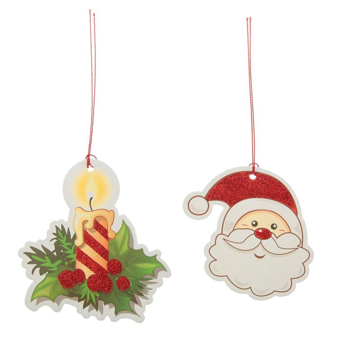 Подвеска "Новый год" Дед Мороз, свеча, набор 12 штук