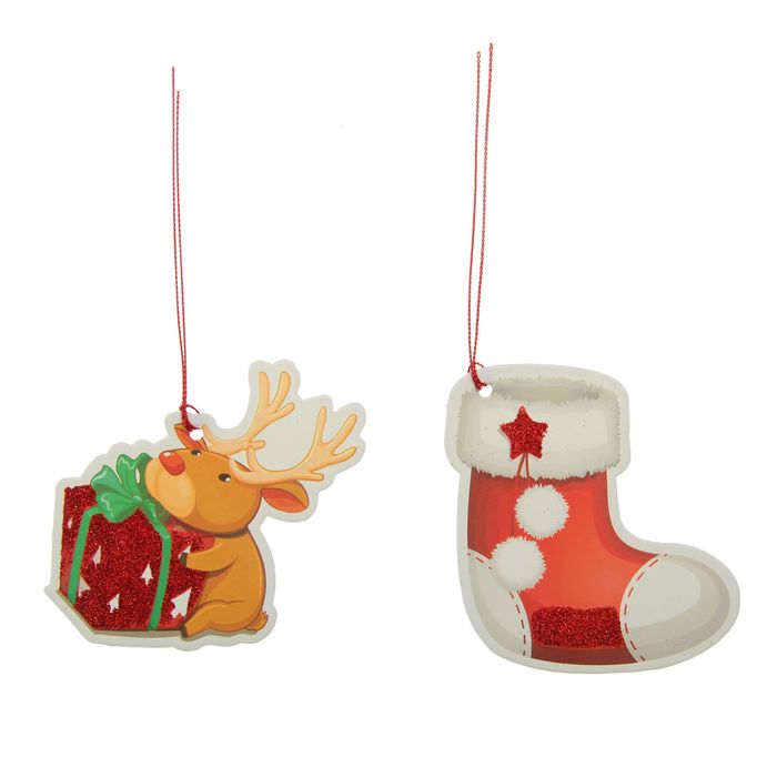 Подвеска "Новый год" олень, валенки, набор 12 штук
