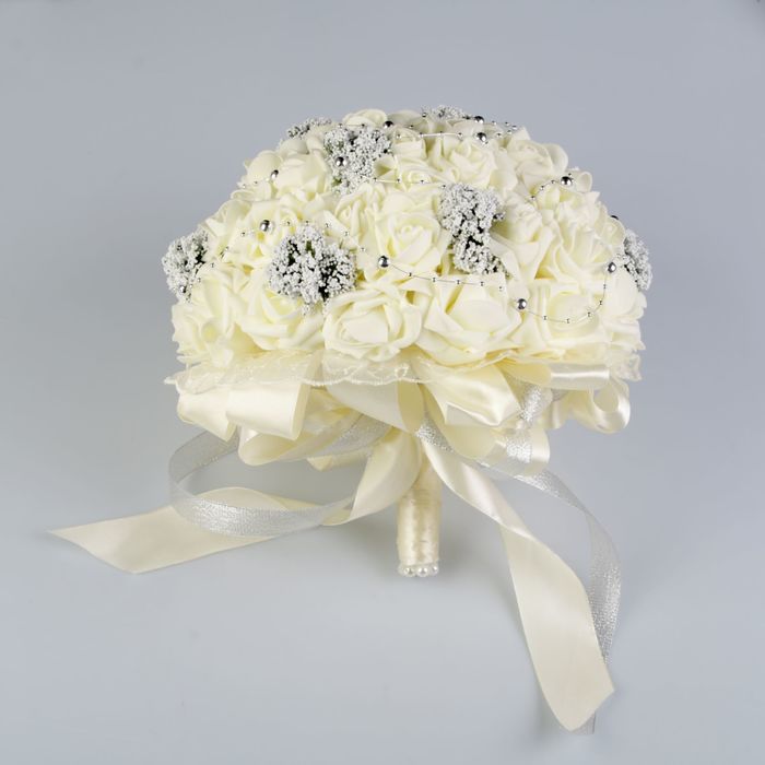 Букет-дублёр для невесты «Французское кружево» из силиконовых роз, белый