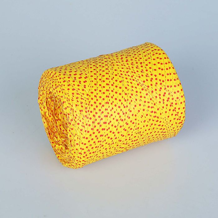 Рафия "Горошек", желто-красный, 200 м
