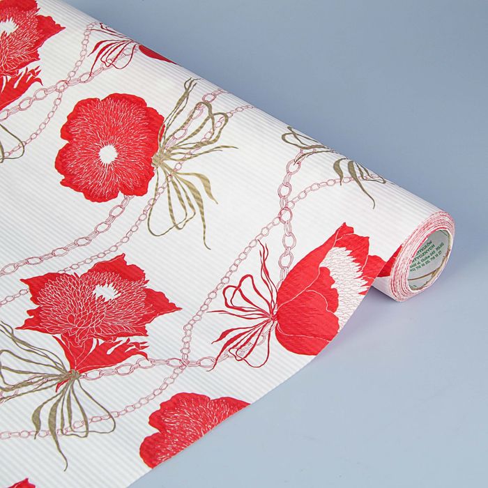 Бумага упаковочная крафт "Красные маки", 0.5 х 10 м