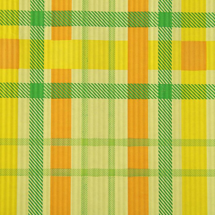 Бумага упаковочная крафт "Яркая клетка", жёлтый, 0.5 х 10 м