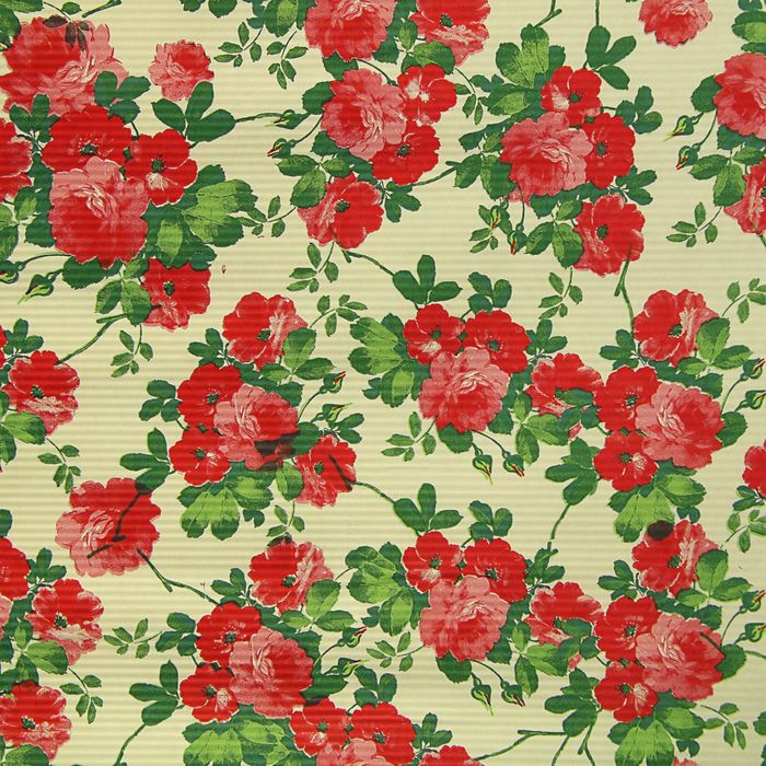 Бумага упаковочная крафт "Цветение", бежево-красный, 0.5 х 10 м