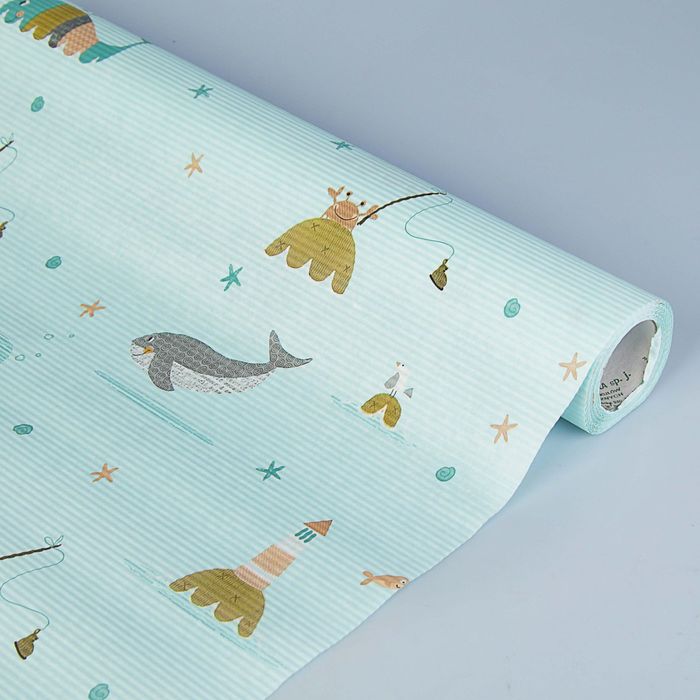 Бумага упаковочная крафт "Полёт фантазии", голубой, 0.5 х 10 м